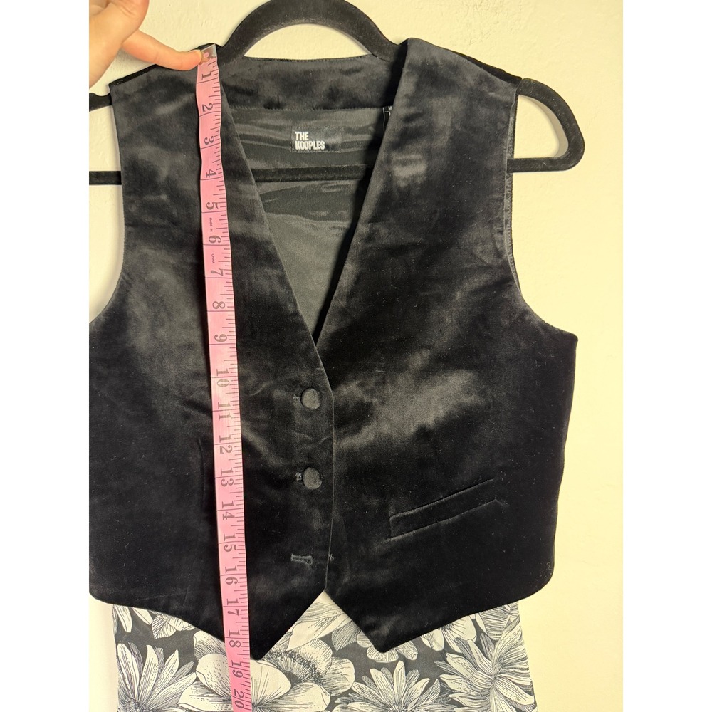 The Kooples Black Velvet Vest Floral Silk Skirt Midi Dress Size M - Picture 10 of 15